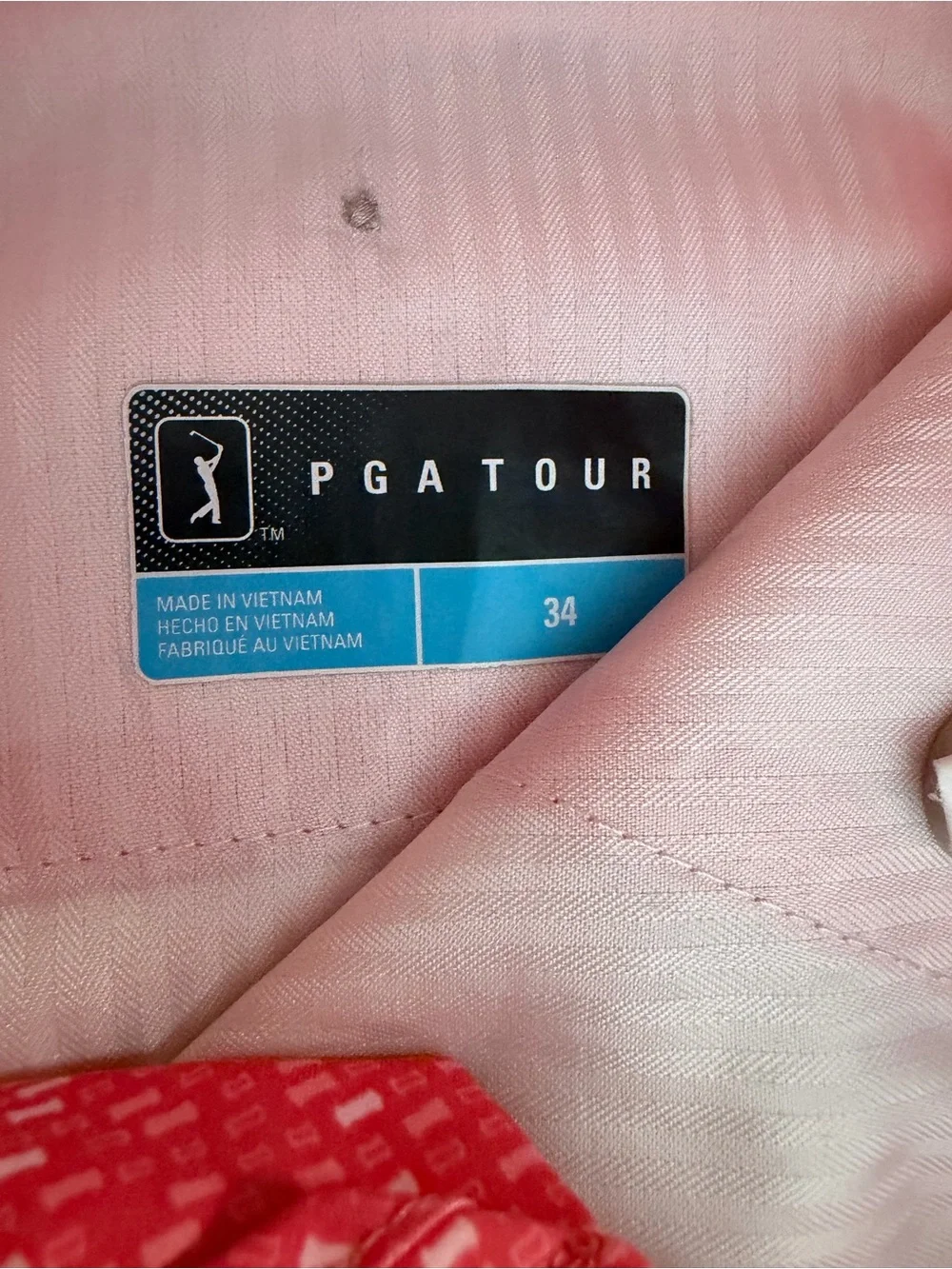 PGA Tour Men's Coral Pink Patterned Flat-Front Shorts